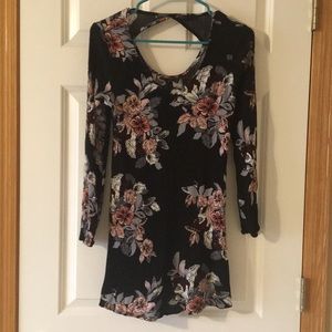 black floral cutout back dress/tunic